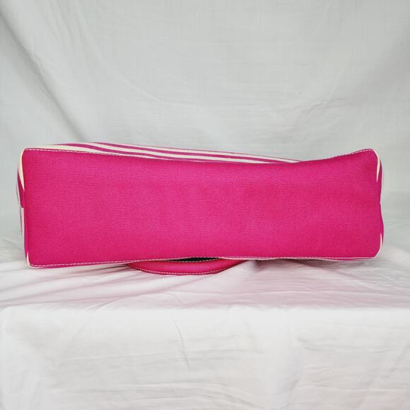 Sigrid Olsen Extra Large Pink & Cream Striped Fabric Tote Bag Shoulder Purse - Picture 7 of 14